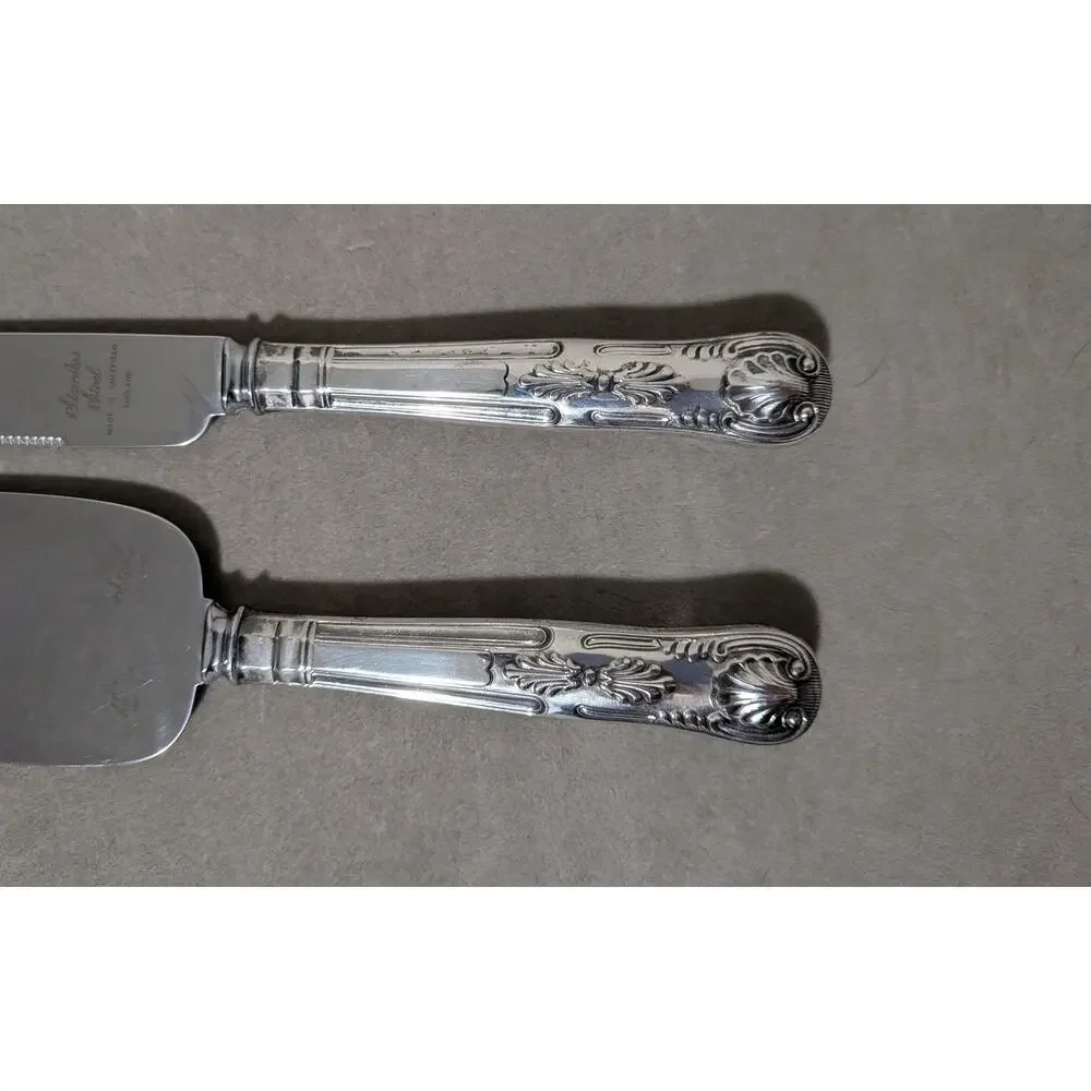Vtg Sheffield England Stainless Steel Wedding Cake Server Set Kings Pattern